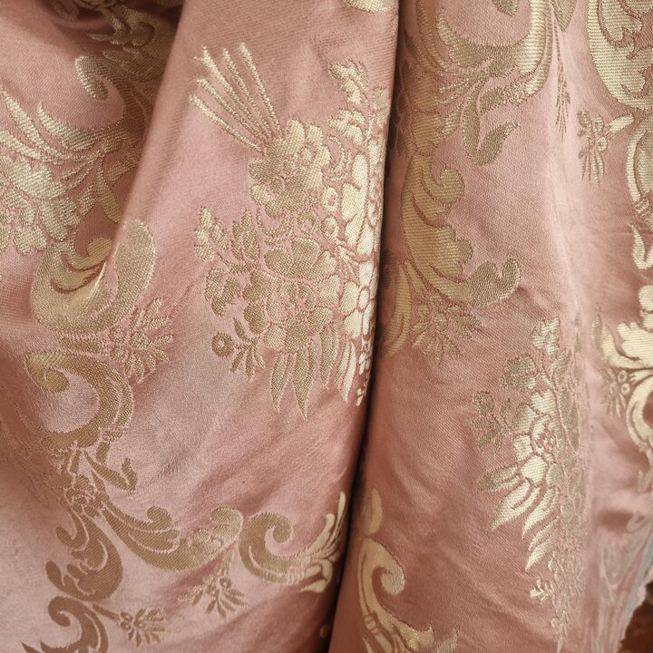 Vintage Spanish Fallera Fabric - Lilac Damask Gold Brocade - 51" 130cm Wide - vintage jacquard - Luxury Interior Upholstery & Cr