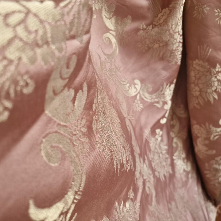 Vintage Spanish Fallera Fabric - Lilac Damask Gold Brocade - 51" 130cm Wide - vintage jacquard - Luxury Interior Upholstery & Cr