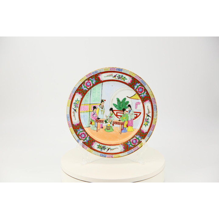 Chinese Famille Rose Porseleinen Bord Jaren 1940