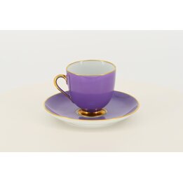 フュルステンベルグ 古美術 磁器 カップとソーサー セット 1910年 ドイツ製 アンティーク ライラック ゴールド マイセン様式 高級食器 美品