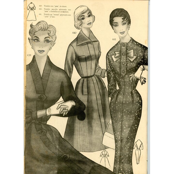 Eva Figurin 1956 Vintage Spanish Fashion Magazine, Autumn Winter Style Guide, Academia AEI San Sebastian, Mid Century Sewing Pat