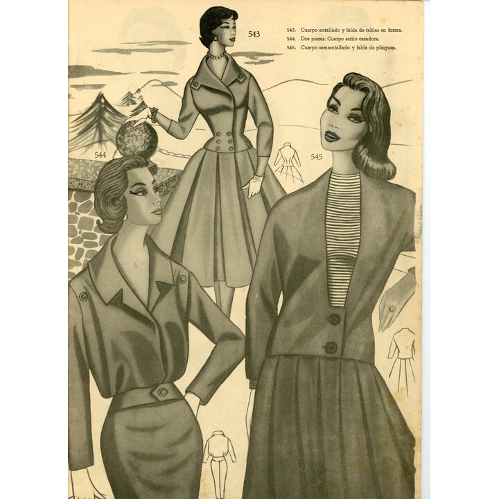 Eva Figurin 1956 Rivista di Moda Spagnola Vintage, Guida Stile Autunno Inverno, Academia AEI San Sebastián, Cartamodelli Metà Se