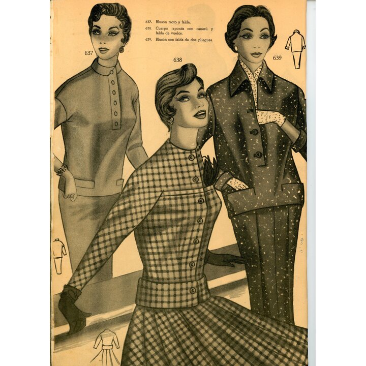 Eva Figurin 1956 Vintage Spaans Modetijdschrift, Stijlgids Herfst Winter, Academia AEI San Sebastián, Naaipatronen Midden Eeuw