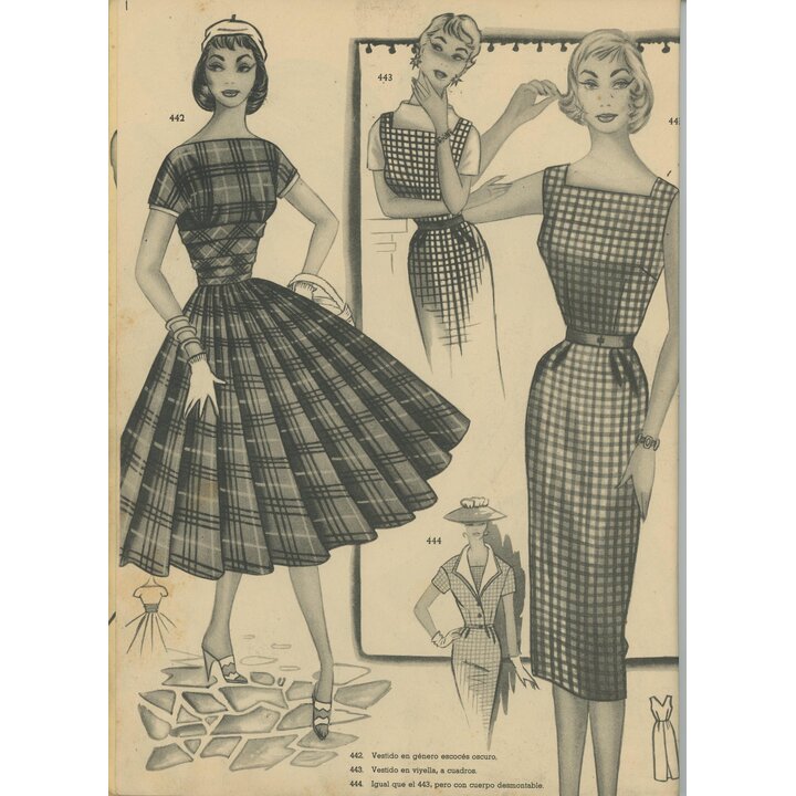 エヴァ スペイン 1956年 裁縫パターン雑誌、ヴィンテージミッドセンチュリーファッションブック、アカデミアAEI サンセバスチャン、春夏号