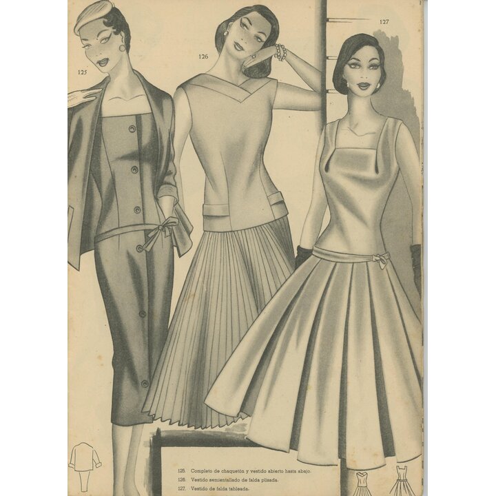Magazine de Patrons de Couture Espagnol Eva 1956, Livre de Mode Vintage Milieu du Siècle, Academia AEI San Sebastian, Figurin Pr
