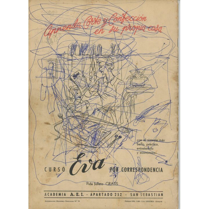 Spaans Naaipatroon Tijdschrift Eva 1956, Vintage Mid-Century Modeboek, Academia AEI San Sebastian, Figurin Lente Zomer