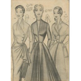 Vintage Spanisches Modemagazin ca. 1950er, Mid Century Haute Couture Illustrationen, New Look Stil Muster, Ephemera
