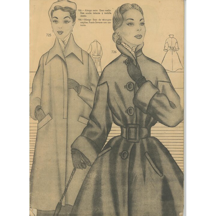 Rivista di Moda Spagnola Vintage c. 1950, Illustrazioni Haute Couture Mid Century, Cartamodelli Stile New Look, Ephemera