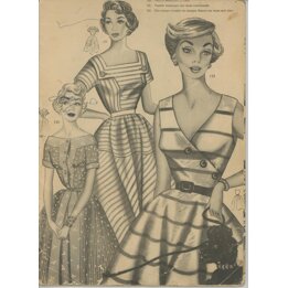 Spanisches Modemagazin 1950er Jahre Katalog mit Schnittmuster Illustrationen, Mid Century Stil Damenkleider Designs Vintage Ephe