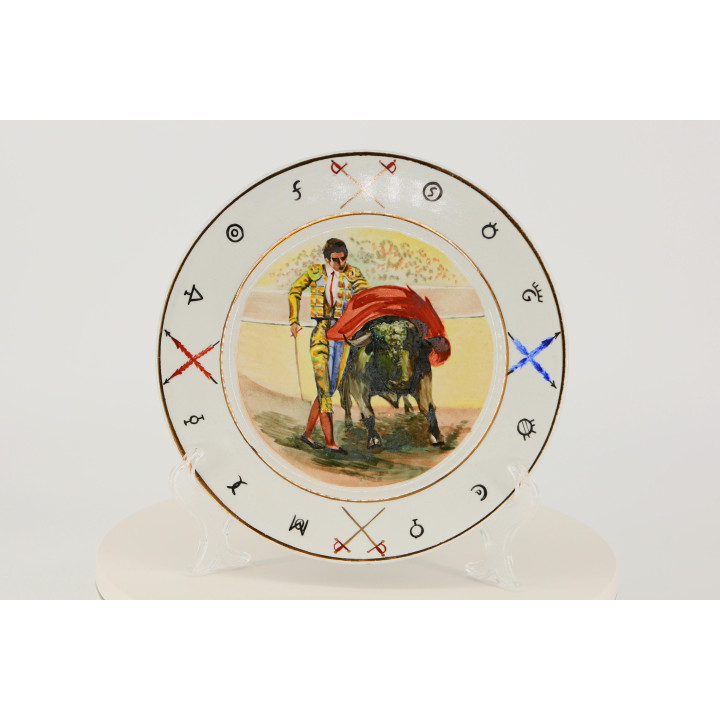Prato vintage de porcelana tauromaquia 1970