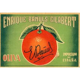 Винтажная этикетка от ящика апельсинов Enrique Bañuls Gilabert Oliva ок. 1930-х гг. Хромолитография Реклама Испания 25x17 см