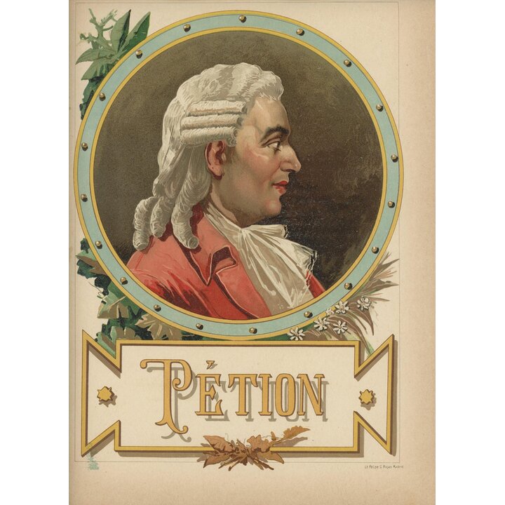 Antique Pétion de Villeneuve Lithograph by Felipe G Rojas Madrid c. 1900, French Revolution Portrait, Spanish Chromolithograph W