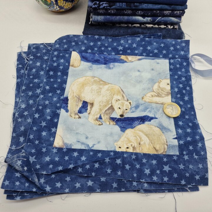 Set 19 Tessuti Designer Inverno - Blocchi Orso Polare e Tagli - Moda, Makower UK, Hoffman