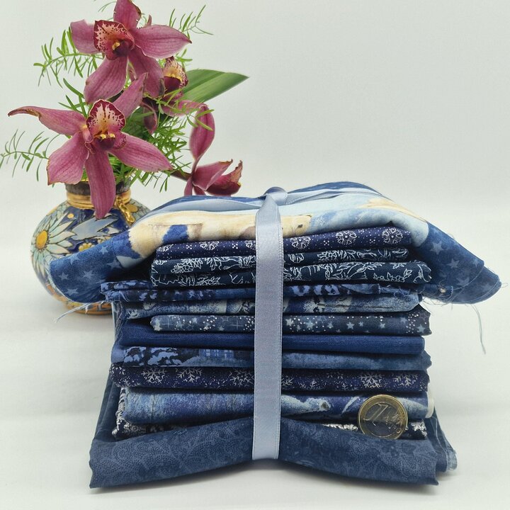 Set 19 Tessuti Designer Inverno - Blocchi Orso Polare e Tagli - Moda, Makower UK, Hoffman