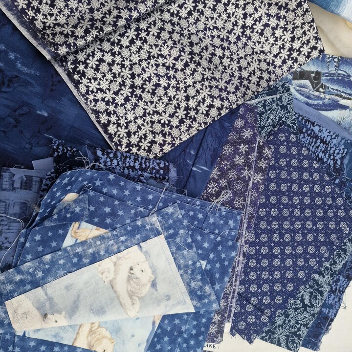 Set 19 Tessuti Designer Inverno - Blocchi Orso Polare e Tagli - Moda, Makower UK, Hoffman