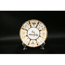 Prato comemorativo alemão em porcelana branca e ouro, Von meiner Pathe, c. 1930-1950