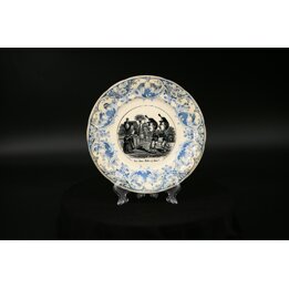 Plato satírico Sarreguemines - cerámica opaca francesa, c. 1875-1900