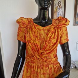 Abito da Sera Vintage in Seta Stampa Dragone Atelier XS