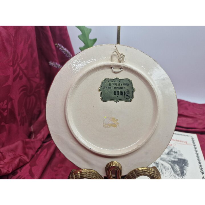 Wall Plate and Ceramic Simón Artesanía Toledo, Mudéjar Motif with 24K Gold, Hand Painted Majolica, Vintage Spain