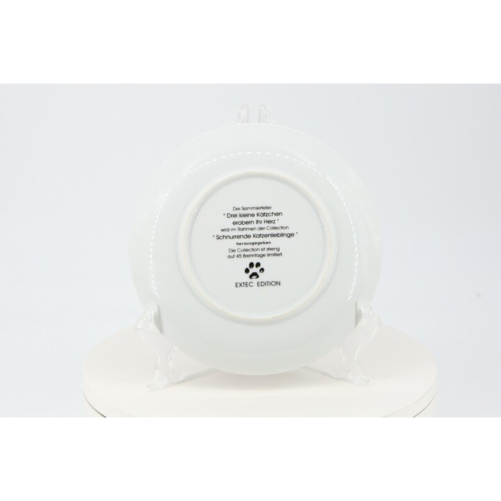 Talerz Kolekcjonerski EXTEC EDITION "Trzy Małe Kotki Podbijają Twoje Serce", Porcelana Niemiecka, Edycja Limitowana, 20cm