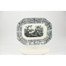 Fuente Antigua Pickman La Cartuja de Sevilla Siglo XIX, Loza Fina, Escena Clásica, 33.5x26cm