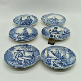 Juego 6 Platos Boch Frères Keramis Serie Delfts