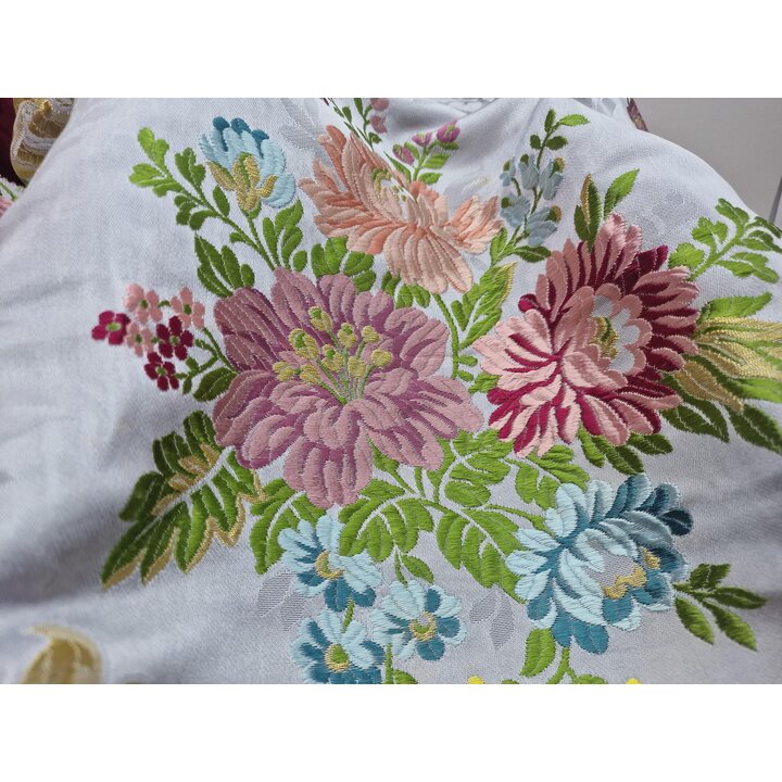 Panneau de Tissu Brocart Valencien, Jacquard Floral Vintage avec Lurex, 110 x 65 cm 450g Textile Lourd pour Couture
