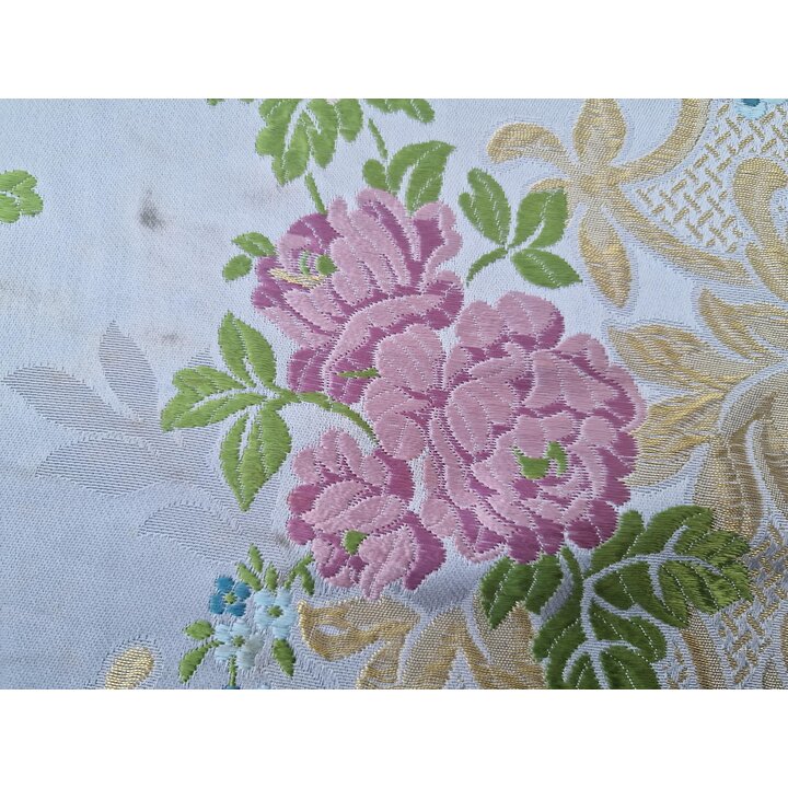 Valencianisches Brokat Stoffstück, Vintage Blumen Jacquard Lurex Stoff, 110 x 65 cm 450g Schwerer Textilrest für Handarbeit