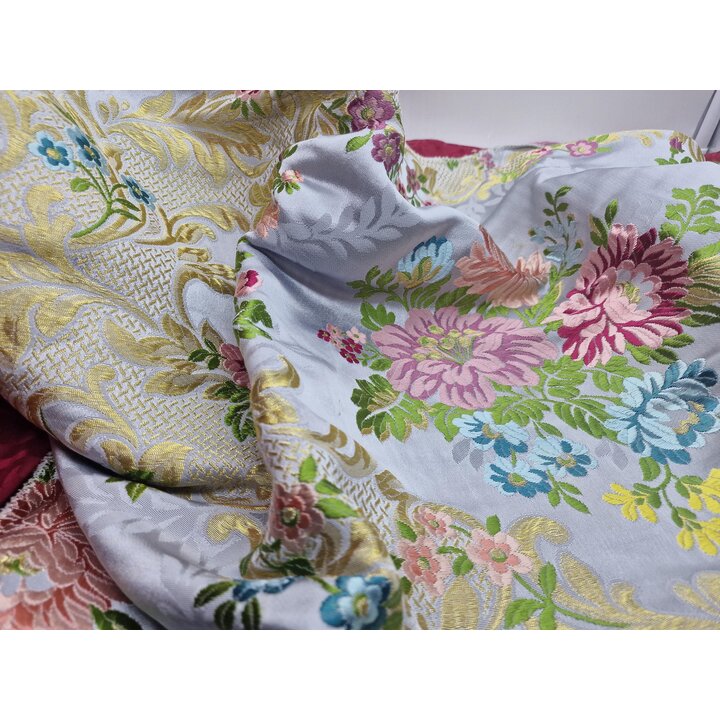 Retal de Tela Brocado Valenciano, Panel Floral Jacquard con Lurex, 110 x 65 cm 450g Tejido Pesado para Confección Tradicional