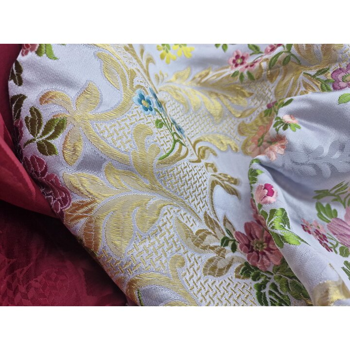 Painel de Tecido Brocado Valenciano, Jacquard Floral Vintage com Lurex, 110 x 65 cm 450g Tecido Pesado para Costura