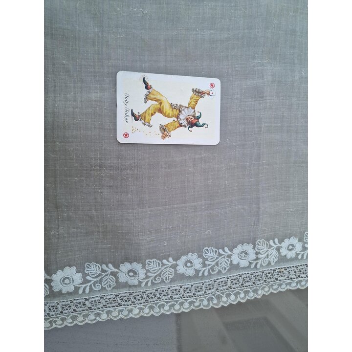 Antikes Organza Kopftuch Handgestickt Spitzen Borde Schleier Mantilla 70x70 cm Vintage Stickerei Deckchen Tischlaeufer