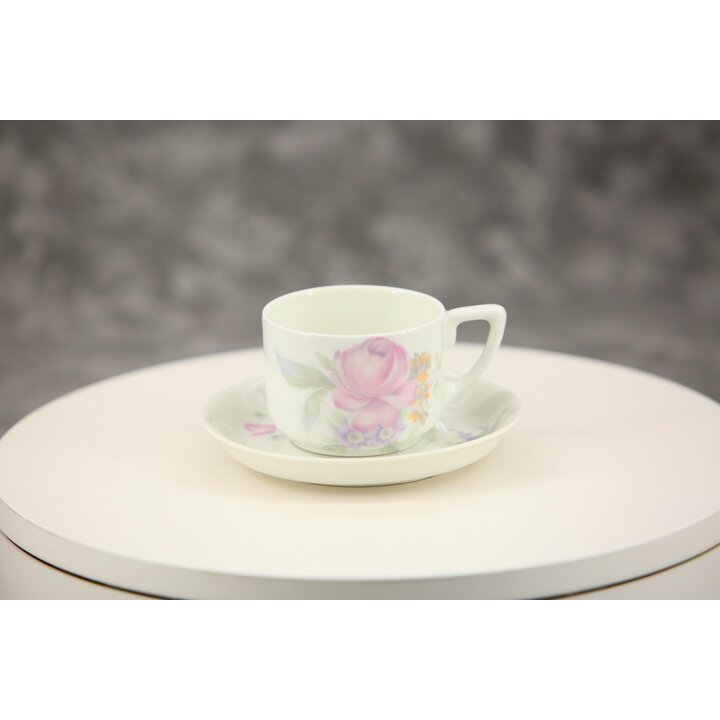 Mocha Cup and Saucer, Espresso Coffee Cup Rosenthal Isolde, 2 Piece Set 100 ml, Vintage Bavarian Porcelain c 1940