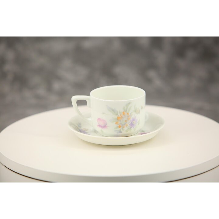 Mokkakop en Schotel, Espressokop Rosenthal Isolde, 2-delige Set 100 ml, Vintage Beiers Porselein uit Duitsland ca 1940