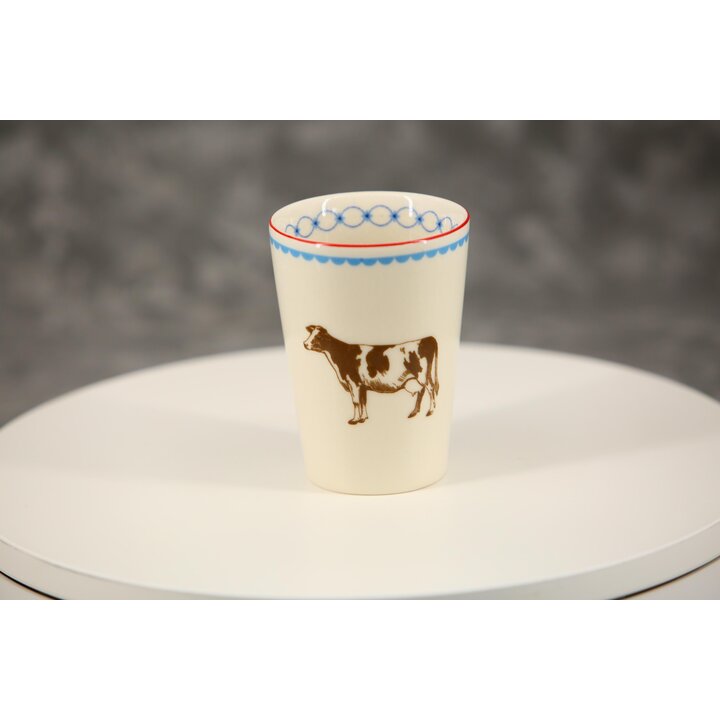 Copo de cerâmica Albert Heijn - Caneca vintage vaca holandesa, copo de pequeno almoço 230ml para leite, louça anos 90