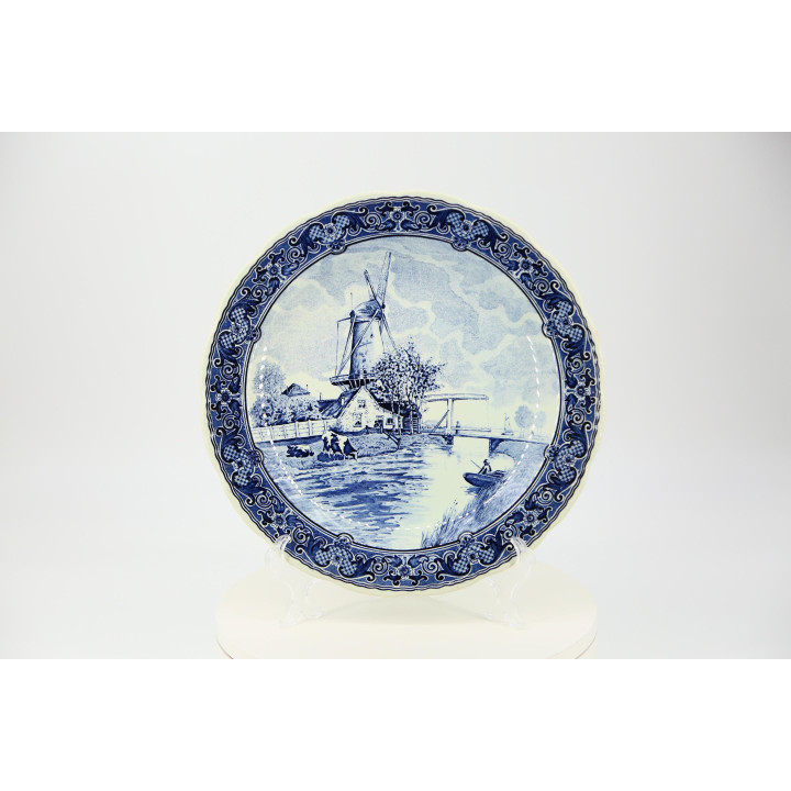 Grande Piatto Decorativo Boch Delfts Belgio 1950