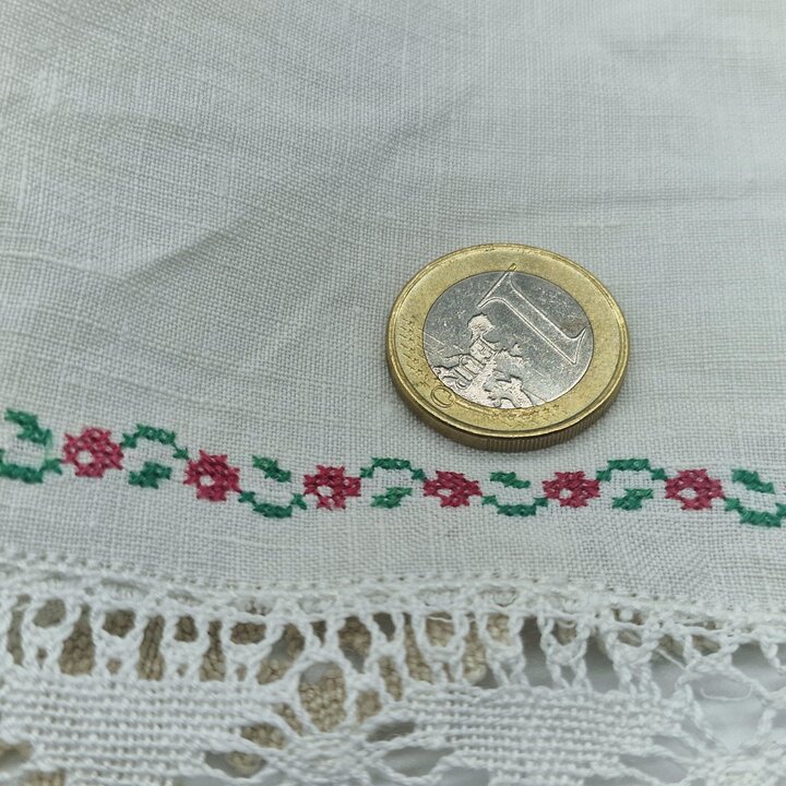 Juego de Servilletas de Lino Vintage - 6 Piezas de Paños Bordados, Posavasos de Encaje, Tapetes de Punto de Cruz, Decoración Cot
