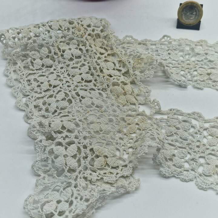 Canesú de Encaje de Ganchillo Antiguo para Camisón, Motivo de Algodón Hecho a Mano, Talla S-M, Costura Vintage