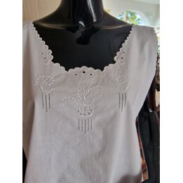 Zabytkowa Koszula Nocna Bawełna 1910, Edwardiańska Halko Ręcznie Haftowana Monogram JS, Biała Bielizna Vintage, Duży Rozmiar XL,