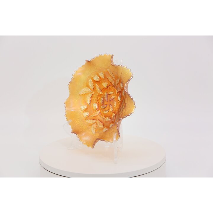 Cuenco de Vidrio de Carnaval Marigold Patrón Fresa - Década de 1970