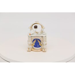 Boîte à Bijoux Ancienne Porcelaine Fairing, Coiffeuse Victorienne avec Enfant, Boîtier Allemand en Porcelaine du XIXe Siècle