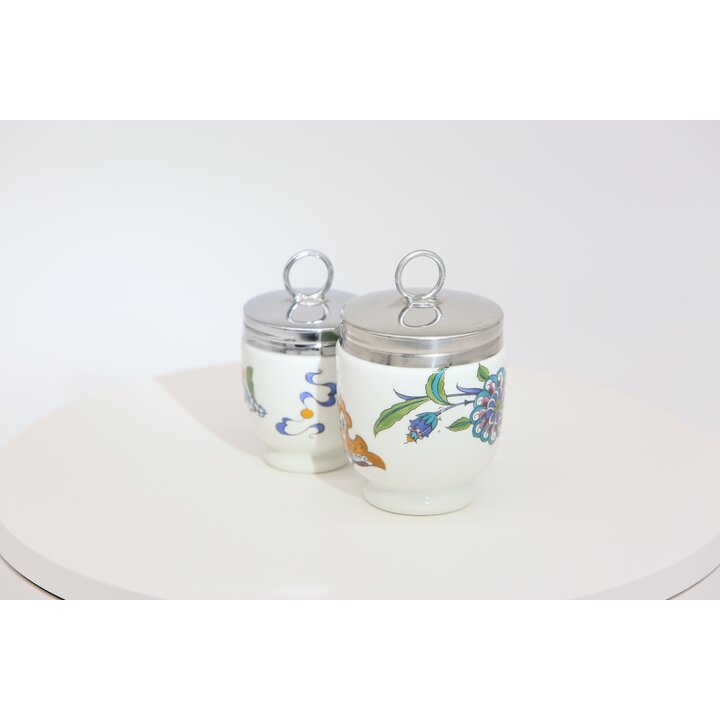 Пара кодлеров для яиц Royal Worcester, фарфоровые кокотницы набор 2 шт King и Standard, английский фарфор с цветами винтаж 1970-