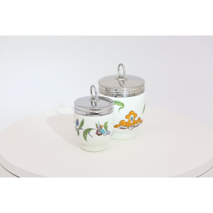 Пара кодлеров для яиц Royal Worcester, фарфоровые кокотницы набор 2 шт King и Standard, английский фарфор с цветами винтаж 1970-