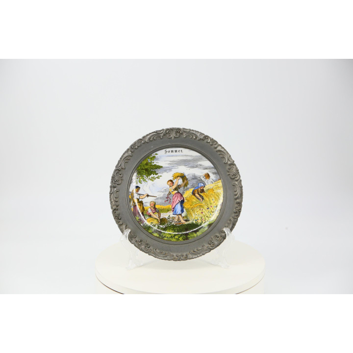 Seltmann Weiden "Sommer" Decorative Wall Plate - Porcelain & Pewter