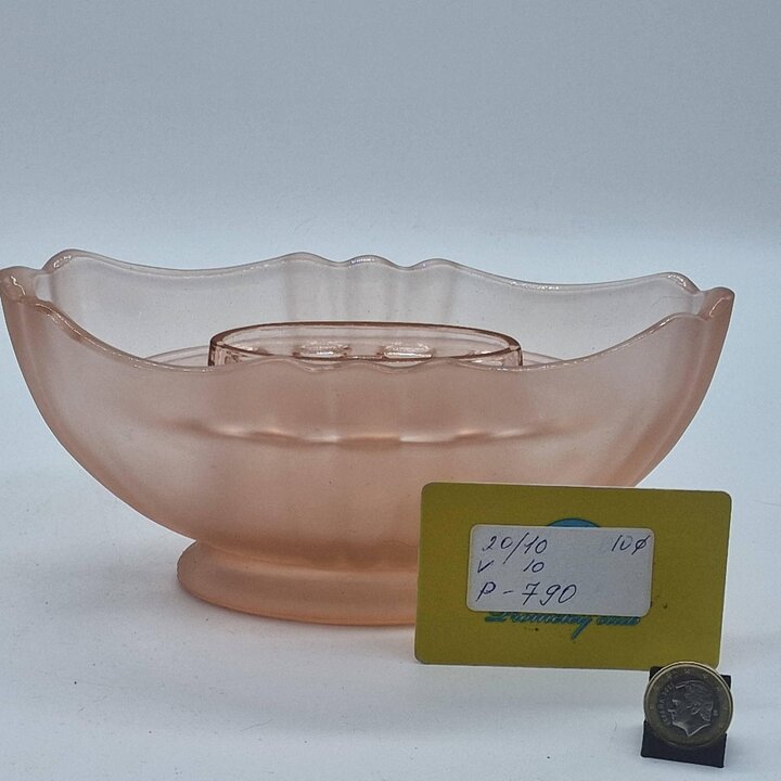 Art Déco Vase Rosa satiniert mit Blumenfrosch, 1940er Jahre