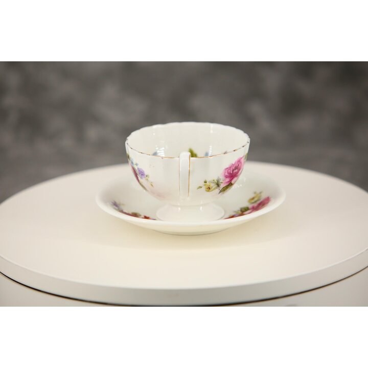 Tasse à Thé et Soucoupe - Porcelaine Vintage avec Roses Style Anglais, Duo de Thé sans Marque, 170 ml