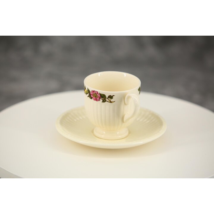 コーヒーカップ&ソーサー セット - ウェッジウッド エドミ ワイルドブライア - 3客 100ml - 英国製 ビンテージ クリームウェア 1960年代