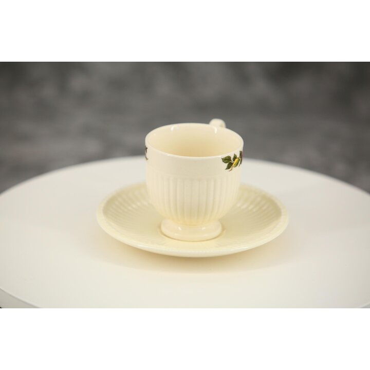 コーヒーカップ&ソーサー セット - ウェッジウッド エドミ ワイルドブライア - 3客 100ml - 英国製 ビンテージ クリームウェア 1960年代