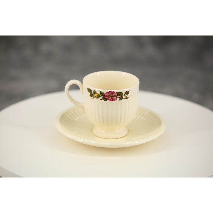 コーヒーカップ&ソーサー セット - ウェッジウッド エドミ ワイルドブライア - 3客 100ml - 英国製 ビンテージ クリームウェア 1960年代