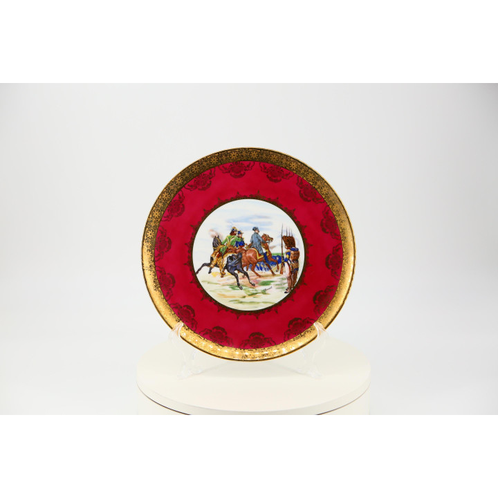 JKW Josef Kuba Porcelain Plate - Napoleonic Military Scene