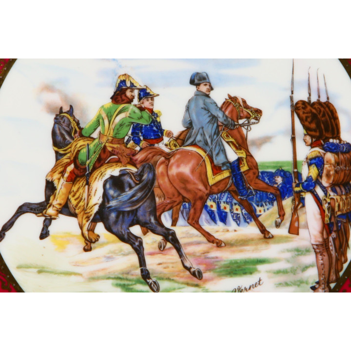 JKW Josef Kuba Porcelain Plate - Napoleonic Military Scene